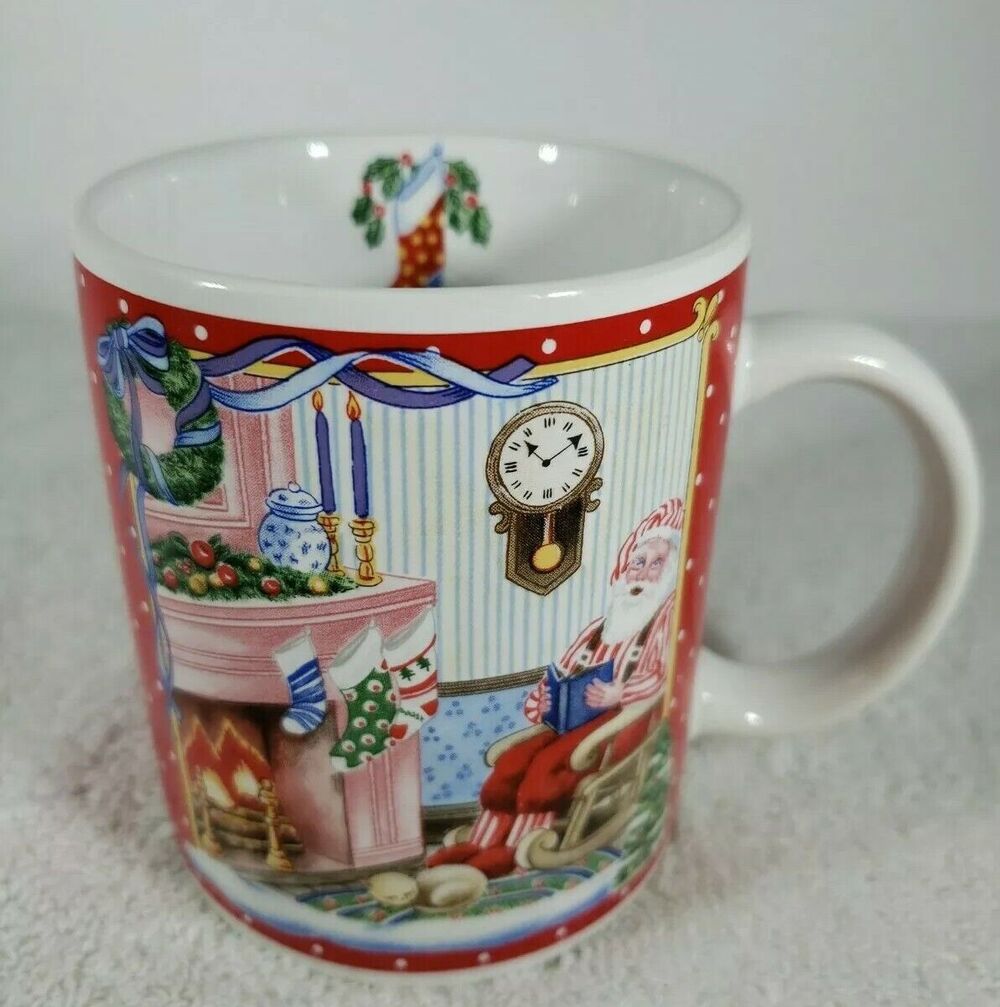 Santa Fireplace Stockings Coffee Mug Cup Breckenridge Holidays Christmas Red